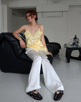unbalanced lace bustier blouse