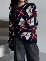 Argyle brush round knit(2color)