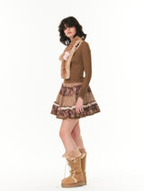 ROSE ISLAND Withered Rose Forest-Style Corduroy Tiered Patchwork Skirt