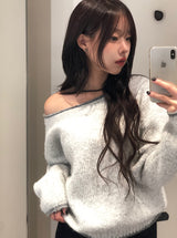 Lekin Color Matching One-Shoulder Knit
