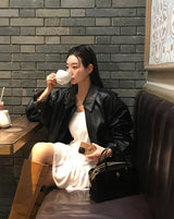 [Bellied made] LOCK, OVERFIT SLIT LEATHER JACKET