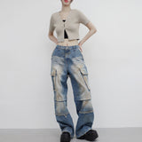 (Unisex) Bison Cargo Wide Denim
