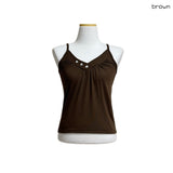 (3color) Heart Shell Shirring Y-Back Camisole