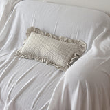 navy flower frill cushion