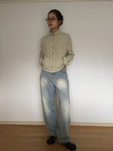 light sand denim wide long pants