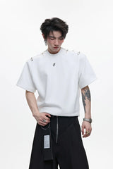 ディコンストラクティドバックルショルダーTシャツ