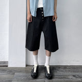 Button-Fly Structured Wide Shorts