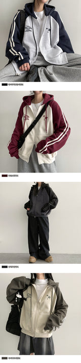 PM Raglan Coloring Fleece Hooded Zip-Up