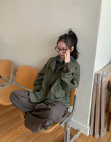 Kidu Color Matching Frill Hood Knit