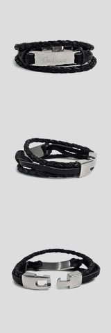 CHUBASCO レイヤードレザー ロゴブレスレット CLLL01