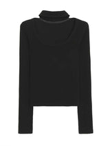 マンホールアンネックチョーカースパンデックス長袖Tシャツ
