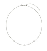 25FW★ Essence Silver (W) Moissanite Flower Station Necklace S