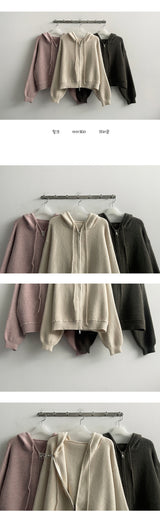 Vicen soft knitwear hooded zip-up