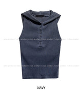 Julie Pig Ribbed Snap Hood Sleeveless