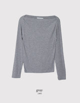 RS Boat Neck Slim Rib Long Sleeve T-shirt (4color)