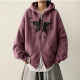 Suffle Star Vintage Two-Way Hooded Zip-Up
