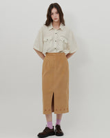 ORNAMENT PRINT CORDUROY SKIRT [BEIGE]