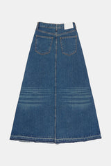 Raw cut sand denim long skirt