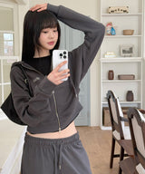 LOGO STITCH REGULAR FIT HOOD ZIPUP
