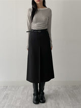 Layered Shirring Boat Neck T-Shirt