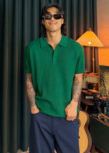 Hidden-button collar Knit 9COLOR