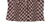 Ession Ribbon Puff V-Neck Check Shirt