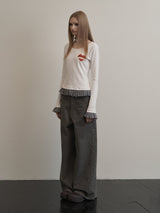 CHECK FRILL TOP
