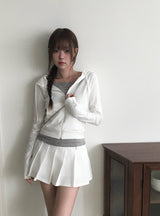 [Skirt Pants] Mendy Button Pleats Mini Skirt