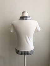  Check shirt drape layered T 