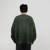 HIERARCHY STUDIOS Chroma - Distressed Green Flux Oversized Knit Sweater