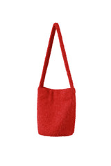 Vivid Hair Wool Shoulder Bag [Red]