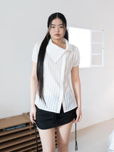 DRAPE COLLAR BLOUSE (WHITE)