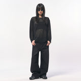 シースルー長袖Tシャツ BLACK