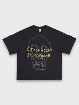 LINE SKULL TEE - CHARCOAL