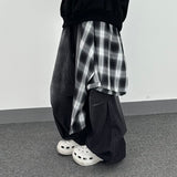 チェックレイヤーデニムパンツ