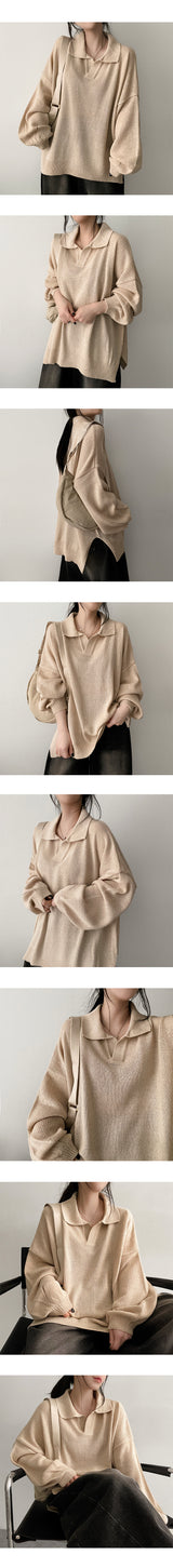 Nifty Bookle Oversized Fit Punching Collar Knitwear