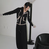 Aesha Lace Coloring Two-Way Knit Hooded Zip-Up