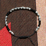 black & antique silver beads bracelet
