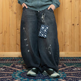 XP302 Silver Painting Balloon Denim Pants (BLACK)