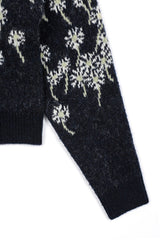 Flower Wool Cardigan [Navy]