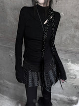 diagonal cut-out half neck T
