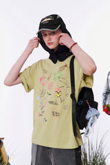 フィッシングアートコレクショングラフィックルーズフィットTシャツ [LIGHT OLIVE]