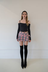 [Seow] Belt Check Pleats Skirtpants(2colors)