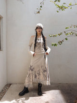 MORI FRINGE DRESS WITH TIE MUFFLER SET