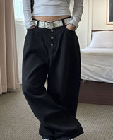 Button cotton wide pants(4color)