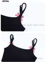 Fuzzy Cartoon Bow Sleeveless Camisole Tea