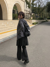 Inkku Midi Pleated Eyelet Skirt Pants