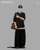 GE Crew Neck Easy Half Cardigan