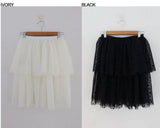 DOT MESH LAYERED CAN CAN SKIRT (IVORY)