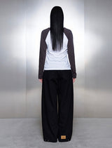 ANTIQ CROSS PONY LONG RAGLAN V-NECK SLEEVE T